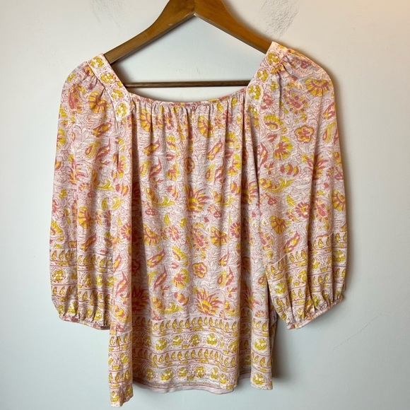 Lucky Brand Square Neck Printed Heritage Peasant Small - Picture 4 of 7